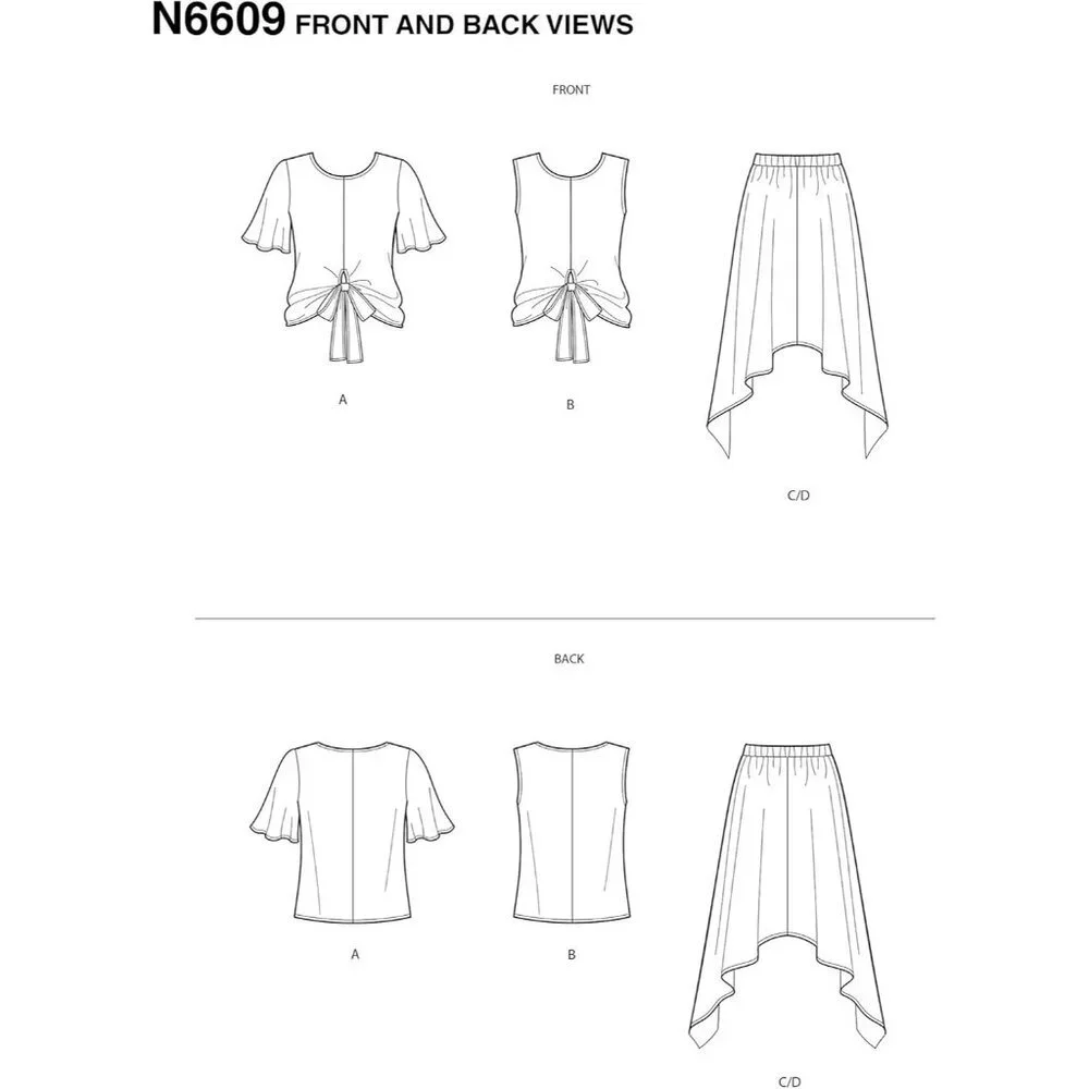 New Look N6609 Sewing Pattern Misses‎ Top & Skirt Tie Belt Size 8-20